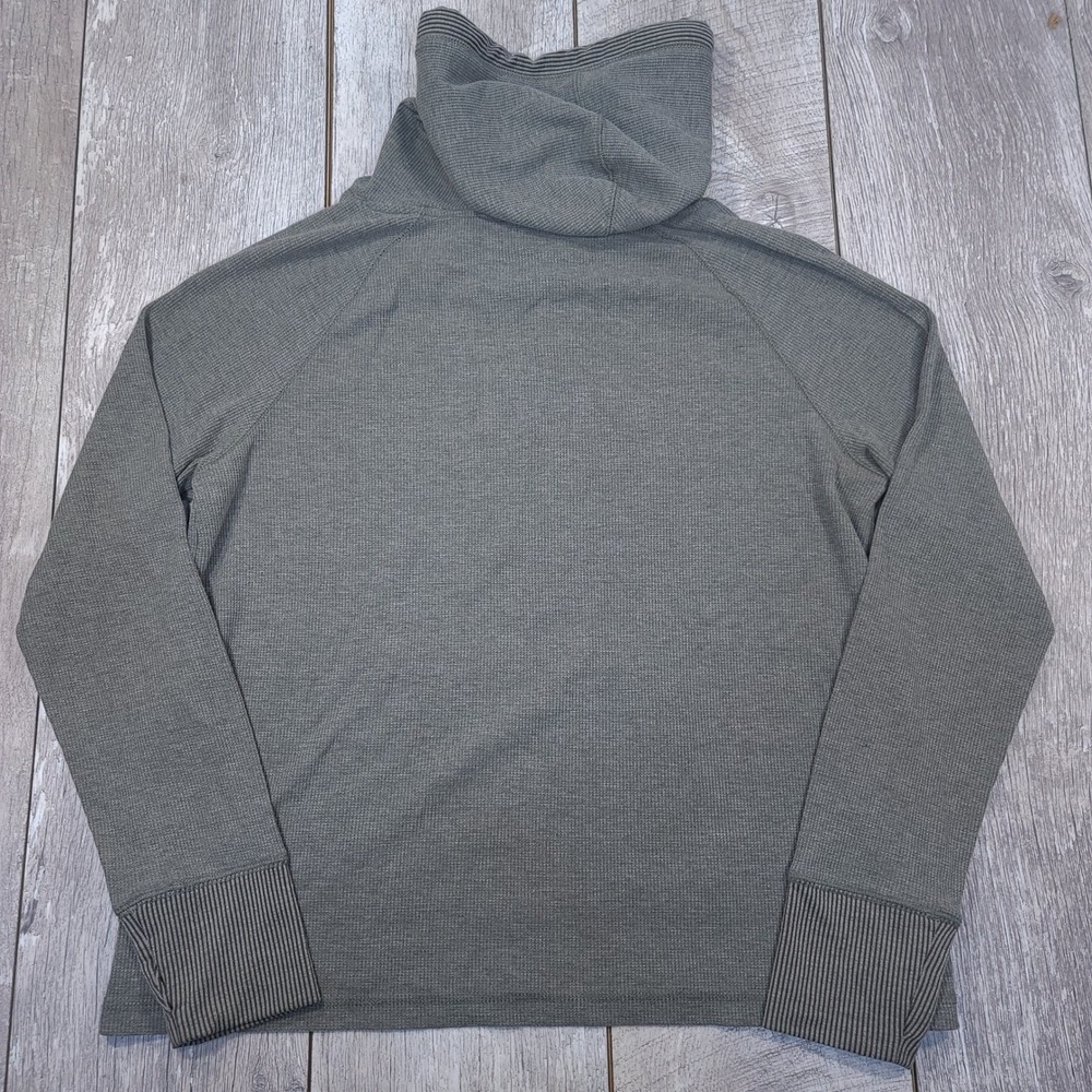 Prana Hoodie Womens XL Green Shea Waffle Knit Thermal Pullover Kangaroo - Picture 2 of 5
